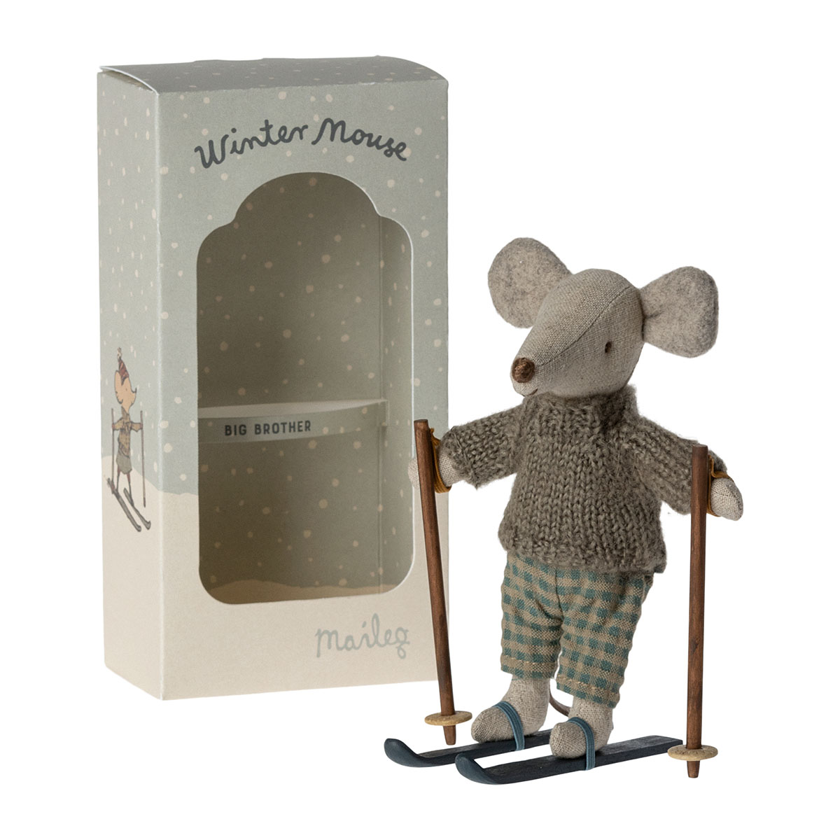 Maileg Großer Bruder Wintermaus mit Ski, H13cm – Bild 2