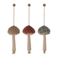 Maileg Weihnachtsbaumschmuck 3er-Set Stoffpilze „Muster“, H12cm