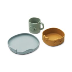 Liewood 3D Silikon-Geschirrset Kine „Blue fog mix“, 3er-Set
