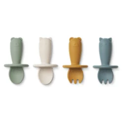 Liewood Baby-Besteck-Set Avril „Faune green multi mix“