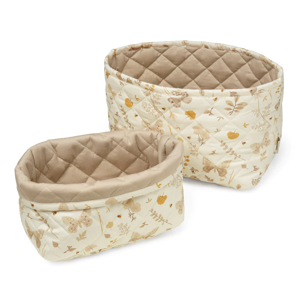 DELISTED Cam Cam Gesteppte Aufbewahrungskörbe „Butterflies / Latte“, 2er-Set, OCS