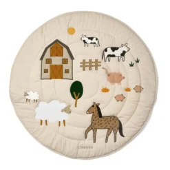 Liewood Activity-Decke Gitta „Farm / Sandy“, ø110cm