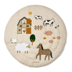 Liewood Activity-Decke Gitta „Farm / Sandy“, ø110cm