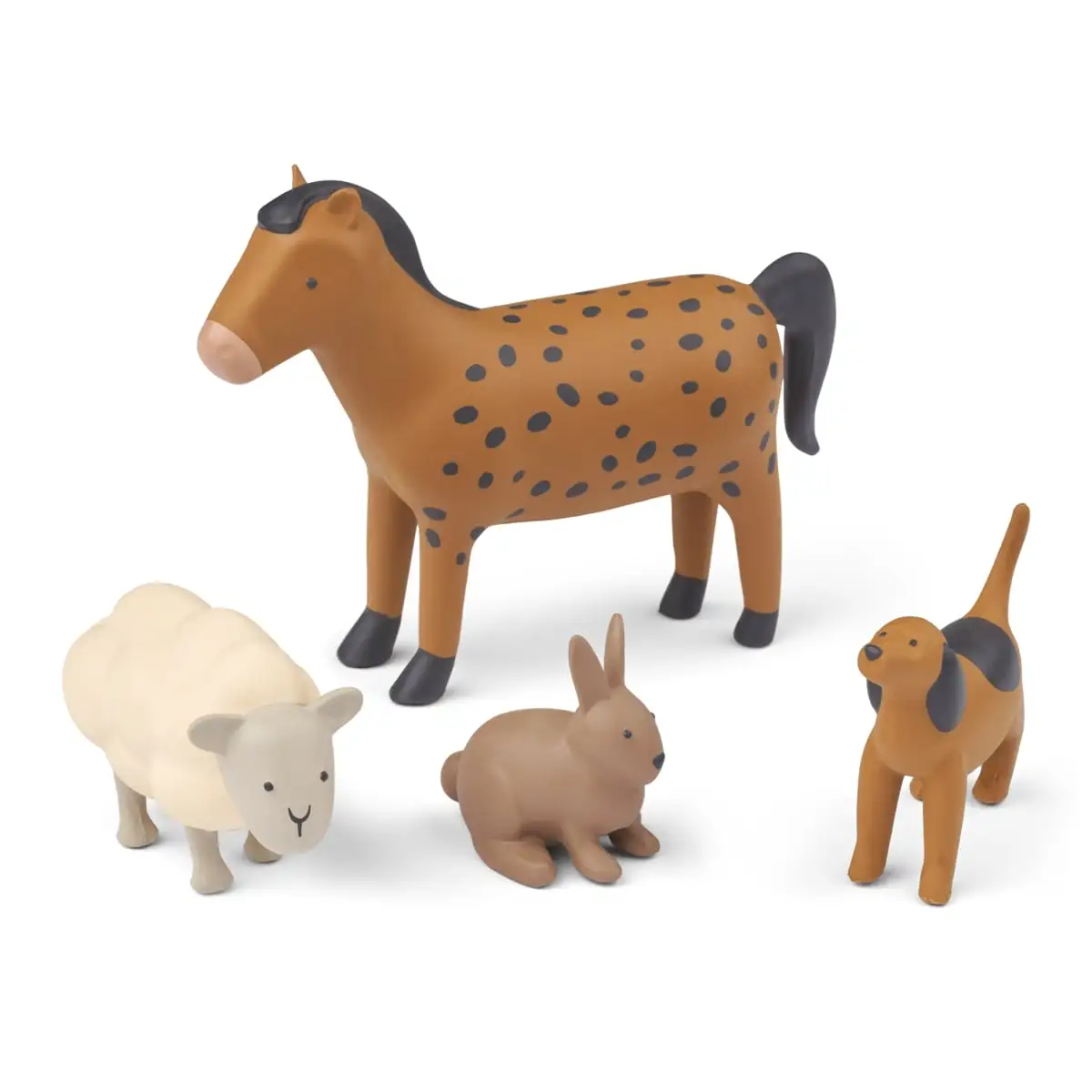 Liewood Farmtiere Harrison „Golden caramel multi mix“, 4er-Set, Naturkautschuk
