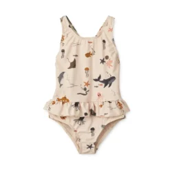 Liewood Kinder-Badeanzug Amara „Sea creature / Sandy“, LSF 40+
