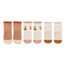 Liewood Antirutsch-Socken Eloy „Peach / Sandy“, 3er-Set