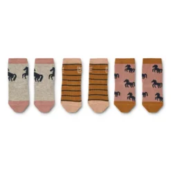 Liewood Silas Kindersocken „Horses / Dark rosetta mix“