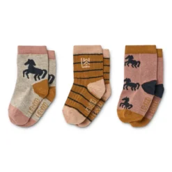 Liewood Silas Kindersocken „Horses / Dark rosetta mix“