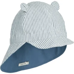 Liewood Wende-Sonnenhut Gorm „Blue wave/creme de la creme“, Leinen