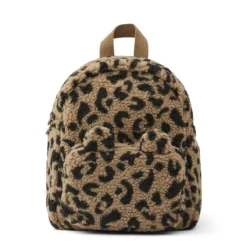 Liewood Allan Rucksack „Leo oat / Black panther“, Teddystoff, mittel, 3-7 Jahre