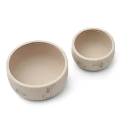 Liewood Snackbox-Set Eleanor „Dog / Sandy“ aus Silikon, ø 12/9cm