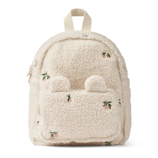 Liewood Allan Fleece-Rucksack „Peach / Sandy Embroidery“, mittel
