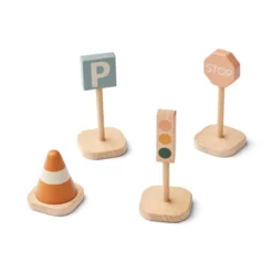 Liewood Verkehrsschilder-Set Village „Mustard multi mix“ 4-teilig