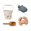 Liewood Mini-Strand-Set Kit „Sea creature / Sandy“, Silikon, 4-teilig