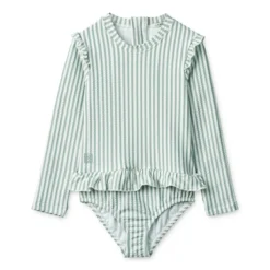 Liewood Kinder Badeanzug Sille „Sea blue / white“, Seersucker