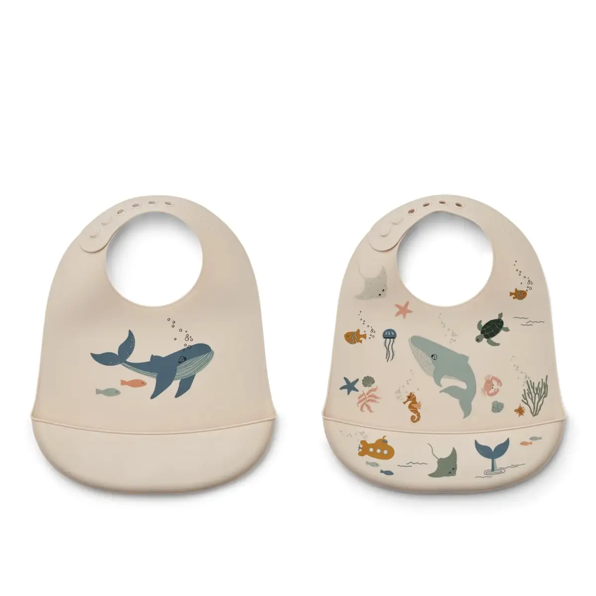 Liewood Tilda Silikon Lätzchen „Sea creature / Sandy“, 2er Set