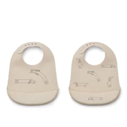 Liewood Tilda Silikon Lätzchen „Dog / Sandy“, 2er Set