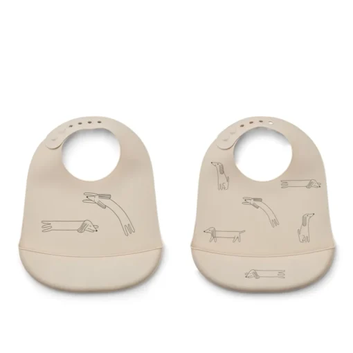 Liewood Tilda Silikon Lätzchen „Dog / Sandy“, 2er Set