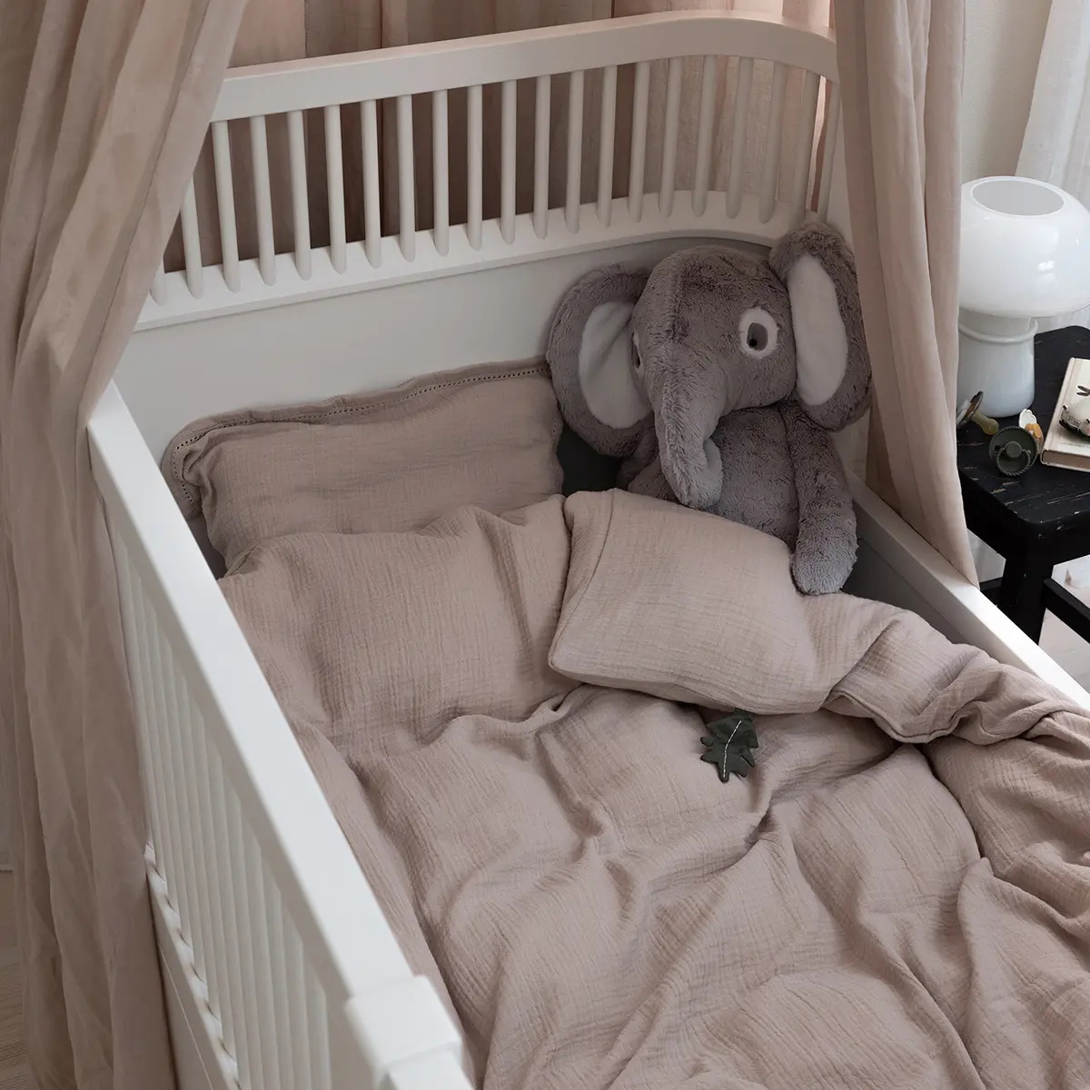 Sebra Junior-Bettwäsche „seabreeze beige“, Musselin, 140x100cm / 45x40cm