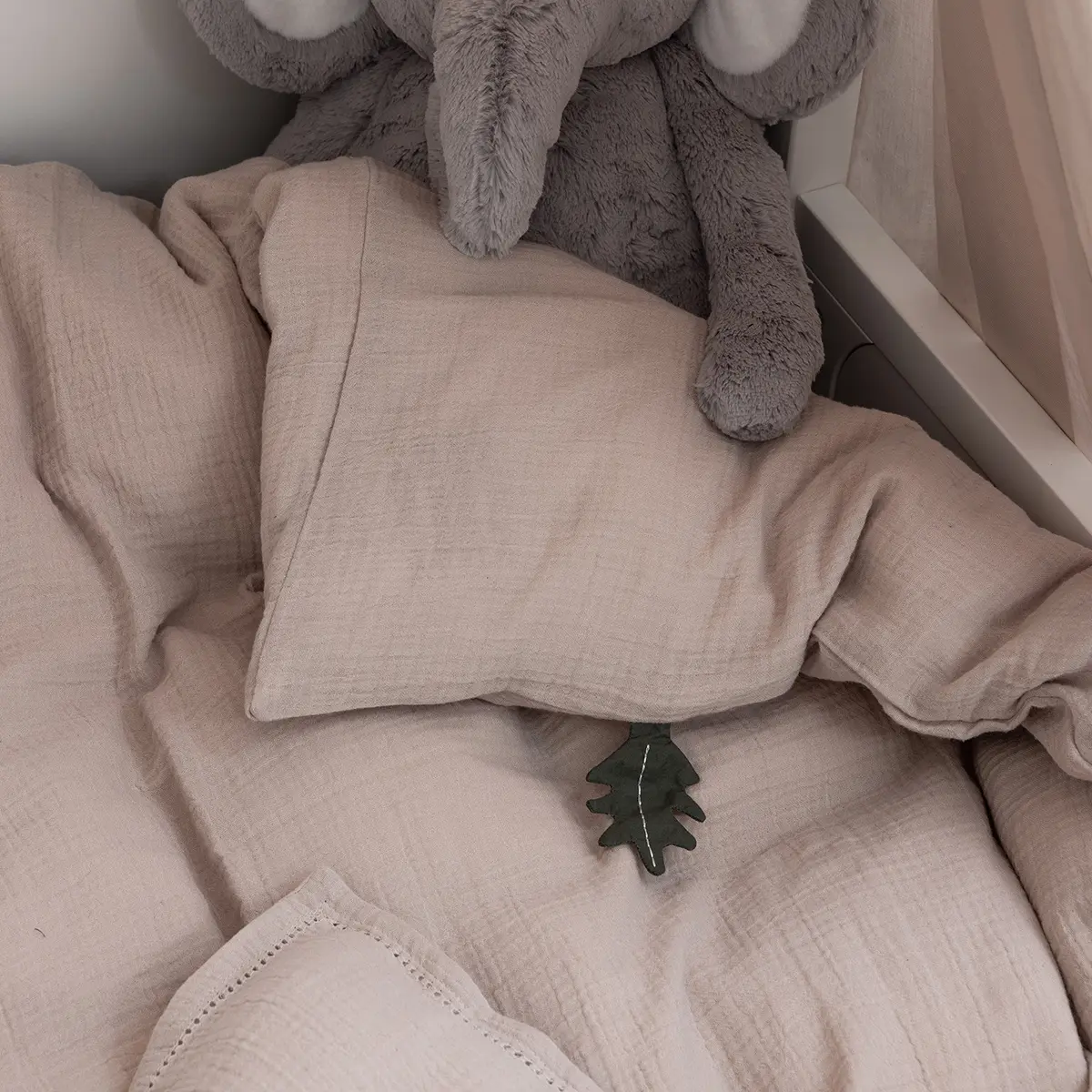 Sebra Junior-Bettwäsche „seabreeze beige“, Musselin, 140x100cm / 45x40cm