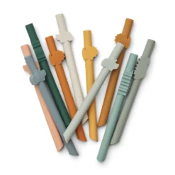 Liewood Badu Strohhalme „Mustard multi mix“ aus Silikon, 10er-Set