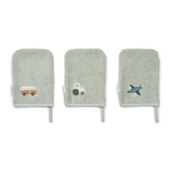 Liewood Waschlappen-Set Francisco „Vehicles / Dove blue“