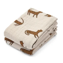 Liewood Lewis Mulltuch „Leopard / Sandy“, Musselin, 2er-Set, 65x65cm