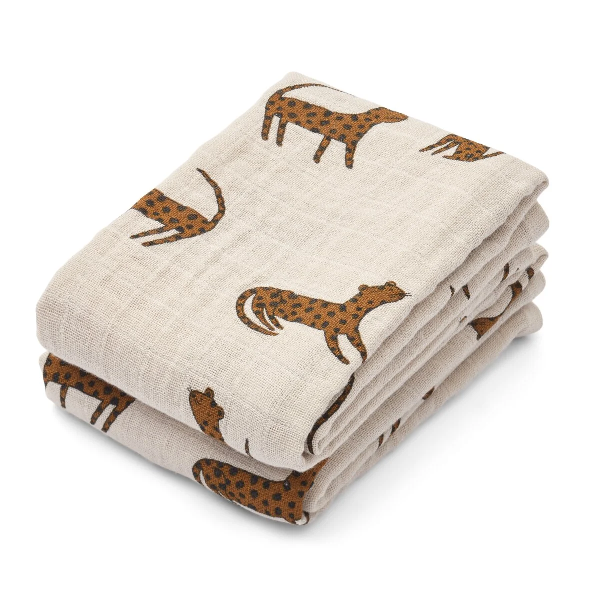 Liewood Lewis Mulltuch „Leopard / Sandy“, Musselin, 2er-Set, 65x65cm