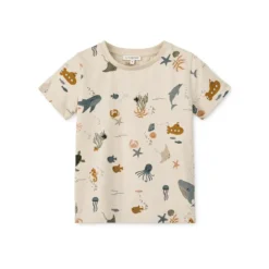 Liewood Kurzarm Kinder-T-Shirt Apia „Sea creature / Sandy“