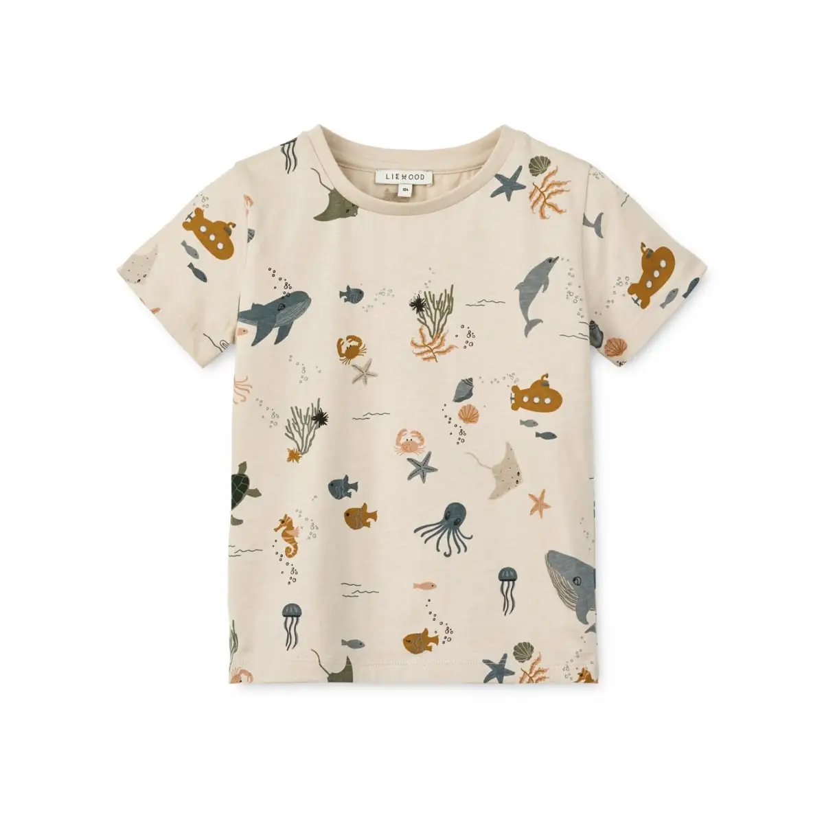Liewood Kurzarm Kinder-T-Shirt Apia „Sea creature / Sandy“