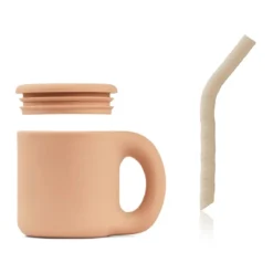 Liewood Silikon Becher Jenna „Tuscany rose / Apple blossom“ mit Trinkhalm