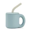 Liewood Silikon Becher Jenna „Sandy / Sea blue“ mit Trinkhalm