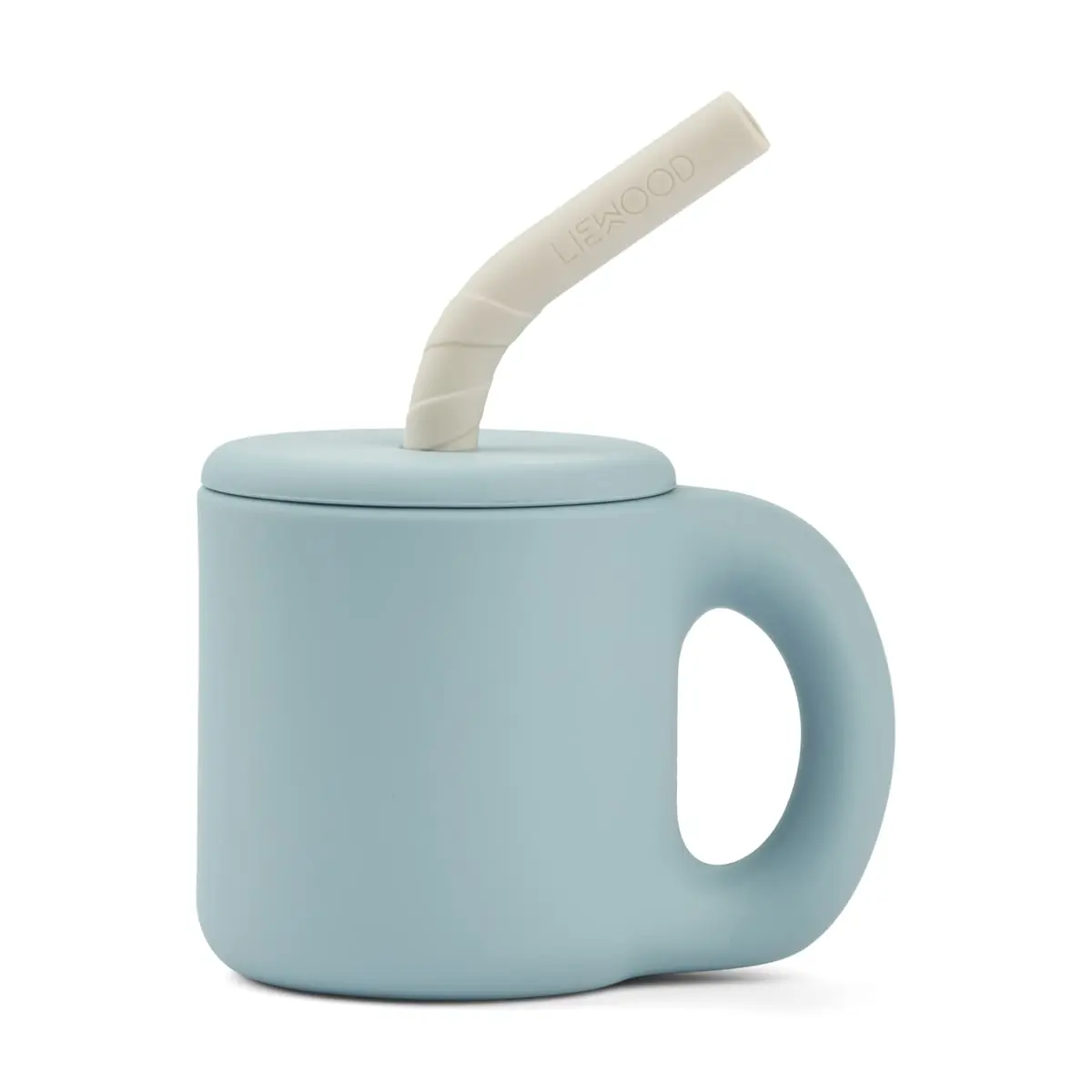 Liewood Silikon Becher Jenna „Sandy / Sea blue“ mit Trinkhalm