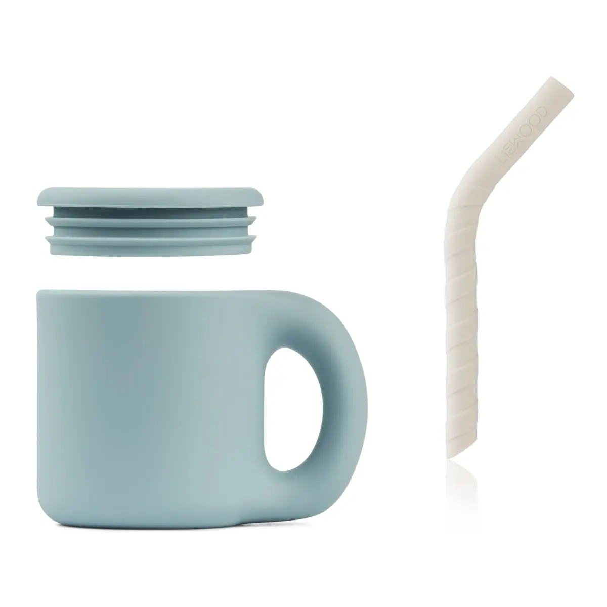 Liewood Silikon Becher Jenna „Sandy / Sea blue“ mit Trinkhalm
