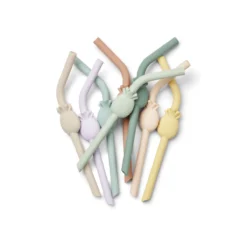 Liewood Strohhalm-Set Carlson „Pineapple / Pale tuscany multi mix“ aus Silikon, 8er-Set