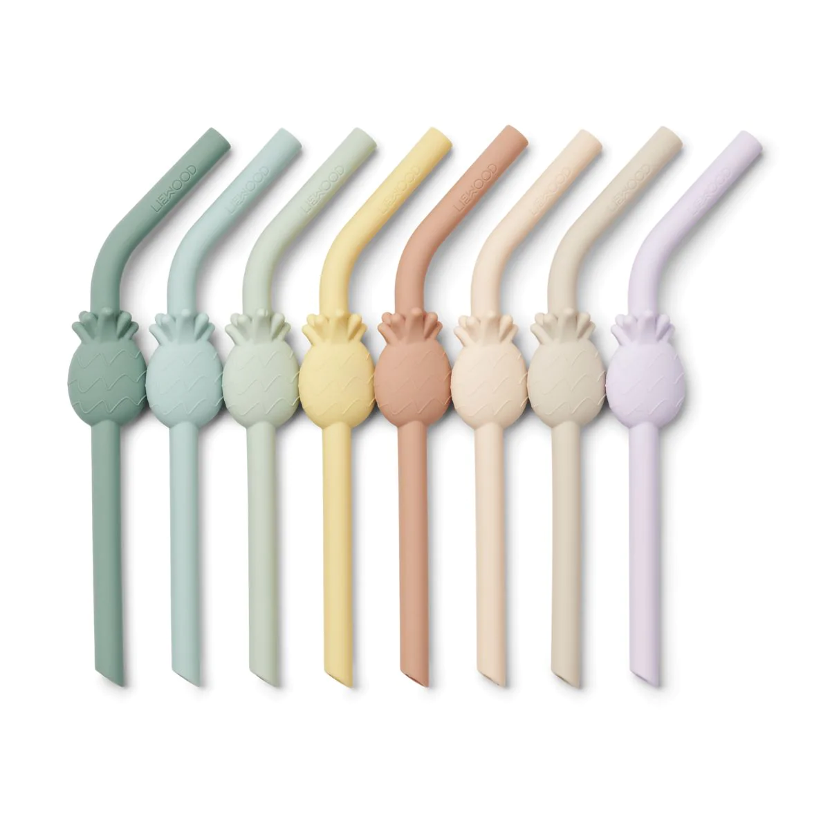 Liewood Strohhalm-Set Carlson „Pineapple / Pale tuscany multi mix“ aus Silikon, 8er-Set