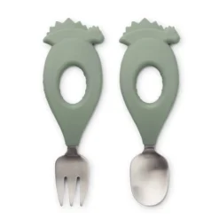 Liewood Babybesteck-Set Stanley „Dino / Faune green“, 2-teilig