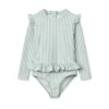Liewood Kinder Badeanzug Sille „Sea blue / white“, Seersucker