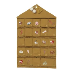 Fabelab Weihnachtskalender mit Nostalgie-Stickerei „Ochre“, 80x50cm