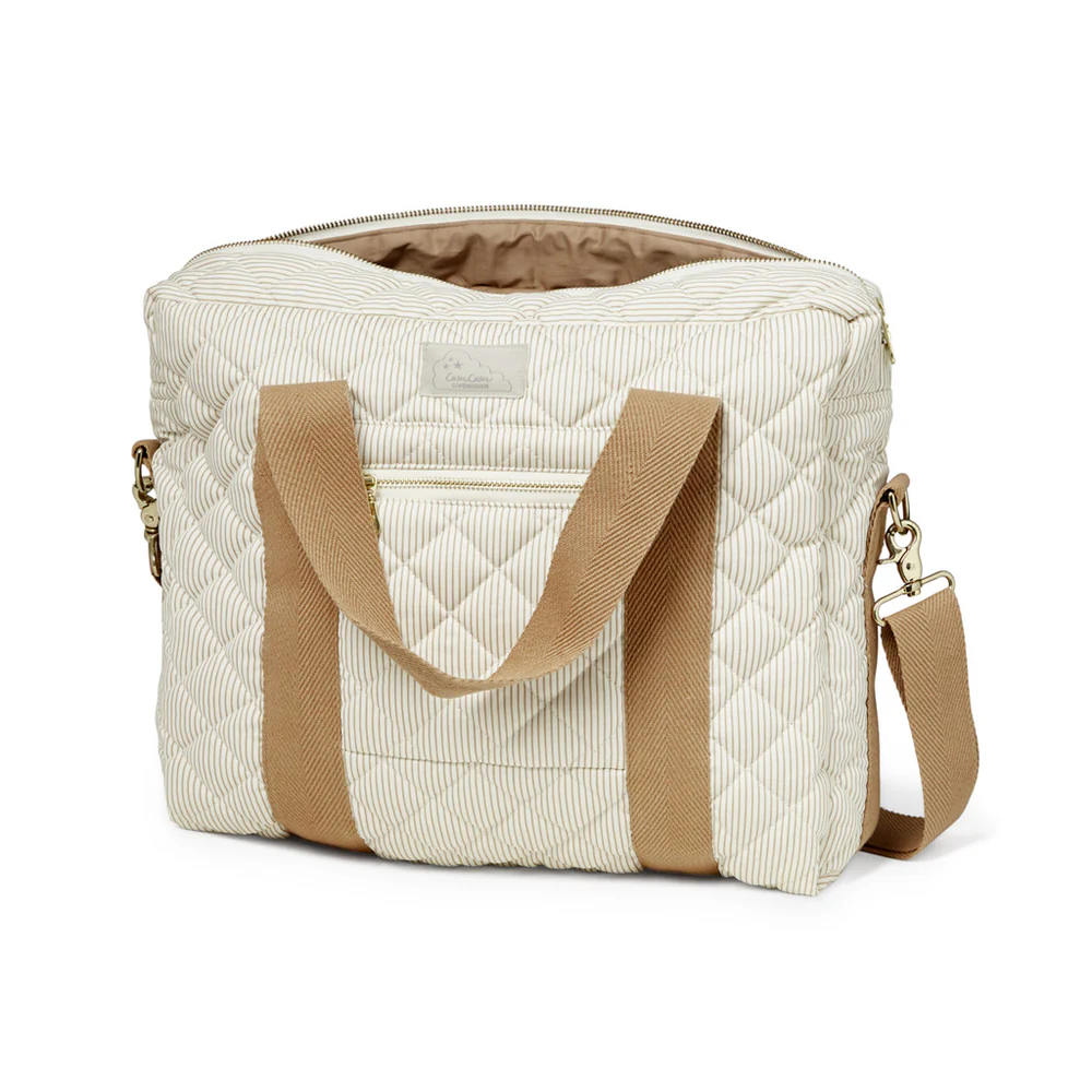 Cam Cam Wickeltasche „Classic Stripes Camel“, inkl. Wickeltaschenaufhänger, OCS, 39x31x13cm
