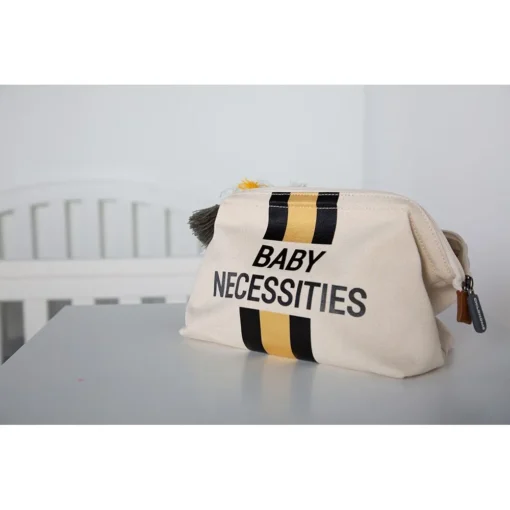 Childhome Baby Necessities Kulturbeutel in grau / schwarz-gold gestreift, 27x13x15cm – Bild 6