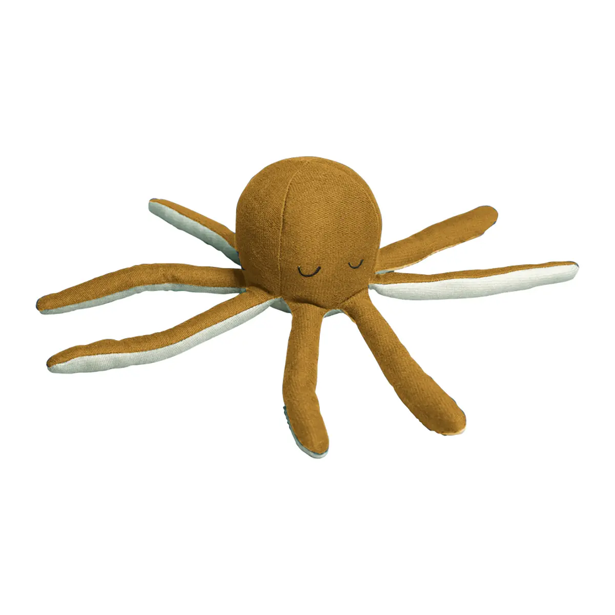 Fabelab Kuscheltier mit Rassel „Octopus / Ocher“ 24x9cm