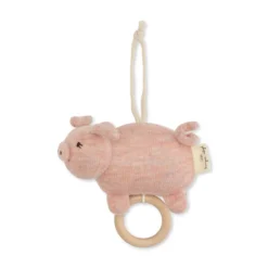 Konges Sløjd Musikmobile Schwein „Pig“, Strick mit Holzring