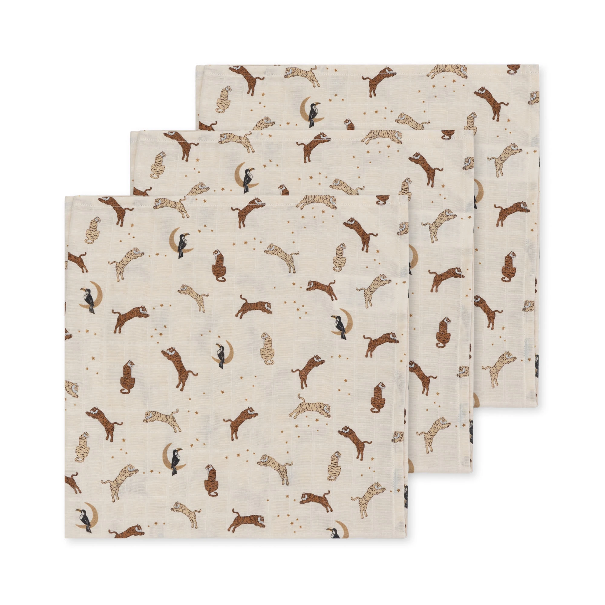 Konges Sløjd Musselin Tuch-Set „Roar“, 65cm, 3er-Set