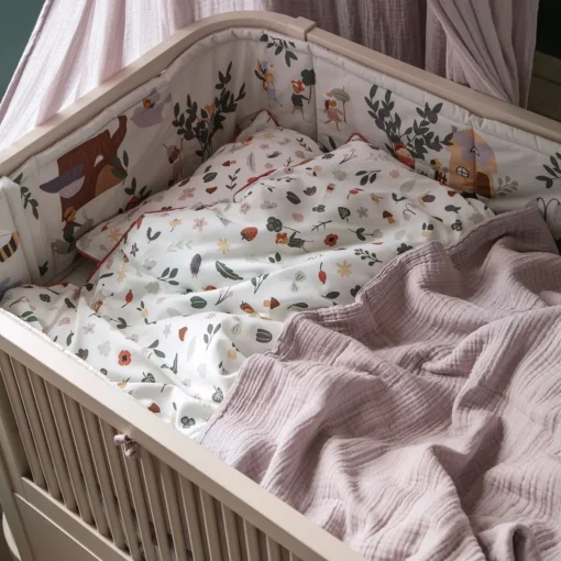 DELISTED Sebra Babydecke, blossom lilac, Bio-Musselintuch, 85x85cm – Bild 4
