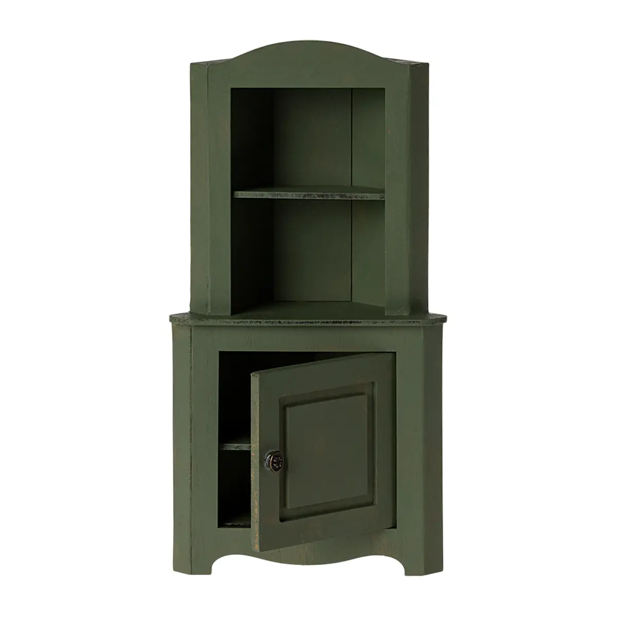 Maileg Miniatur Eckschrank aus Holz, dunkelgrün, 23x13cm