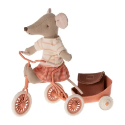 Maileg Big Sister Dreiradmaus mit Magneten „coral“ - H13cm