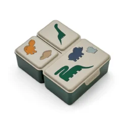 Liewood Lunchbox Driss „Dinosaurs / Nebelgrau“, 19x15x7cm