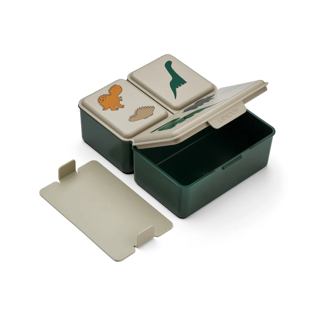 Liewood Lunchbox Driss „Dinosaurs / Nebelgrau“, 19x15x7cm