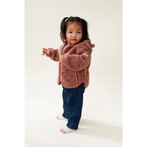 Liewood Mara Sherpa Jacke mit Kapuze und Ohren „Cherries / Dark rosetta“